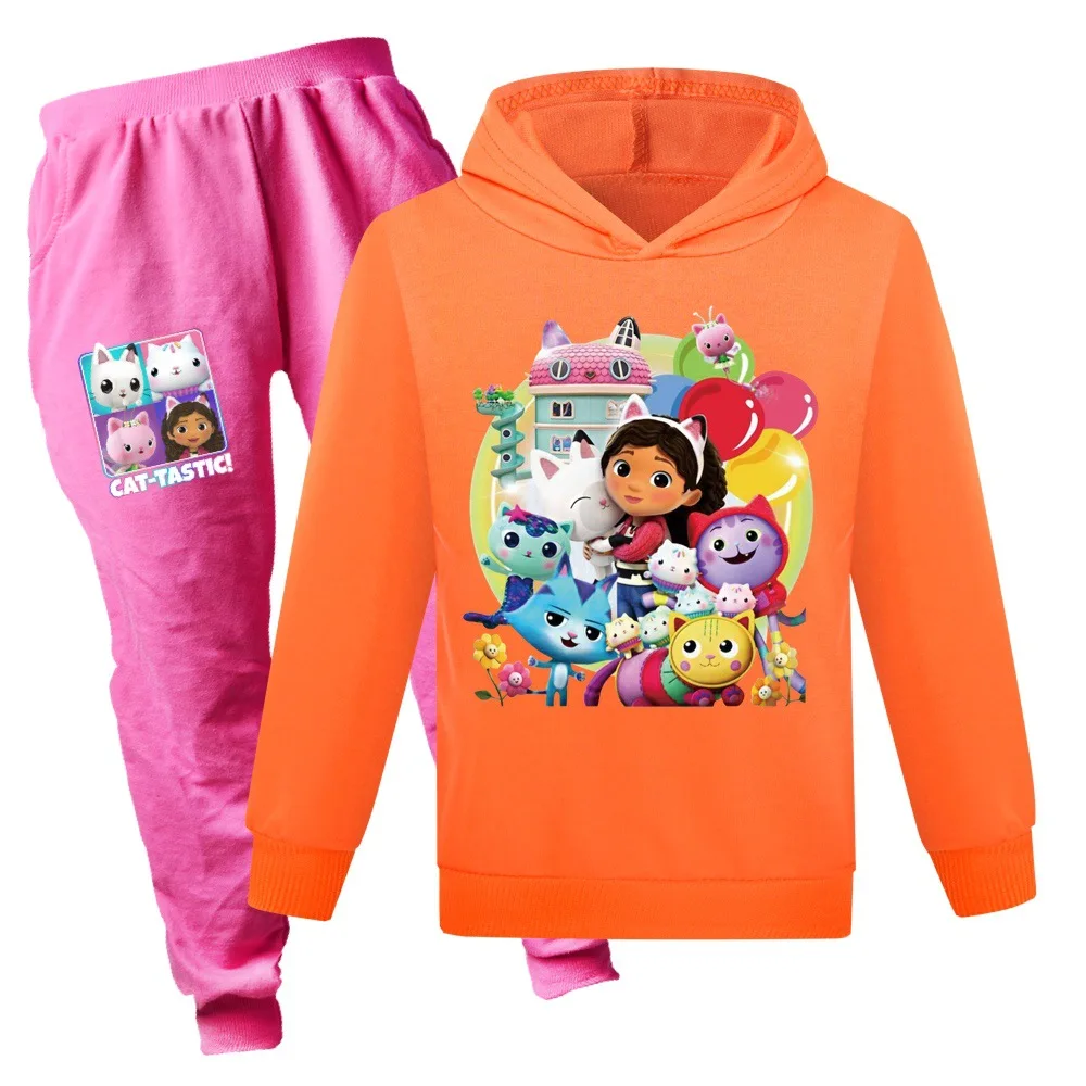 

Gabbys Dollhouse Kids Fashion Clothes Baby Boys Cartoon Gabby Cats Hoodie Teen Girls Sweatshirt Pants 2pcs Set Children Clothing