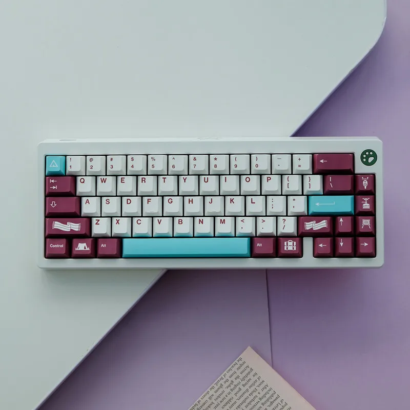 Conjunto Gmk Yuru Keycaps Pbt Tintura Subbed Key Caps Cherry Perfil Keycap para Keychron q1 q2 k2 65 75 Anne Gh60 Gk64 Poker 1