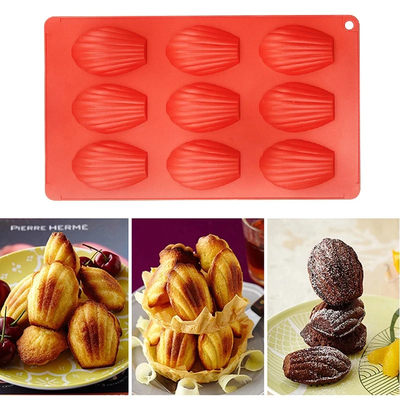 9 cavità Silicone Madeleine torta stampo Shell torta biscotti biscotti  stampo cucina di casa Non appiccicoso facile da rilasciare stampi da forno