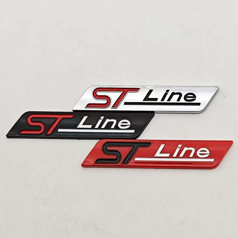3D ABS 자동차 스타일링 로고 ST 라인 배지 리어 트렁크 펜더 사이드 엠블럼 스티커 (포드 STLINE 포커스 몬데오 피에스타 쿠가 액세서리용)