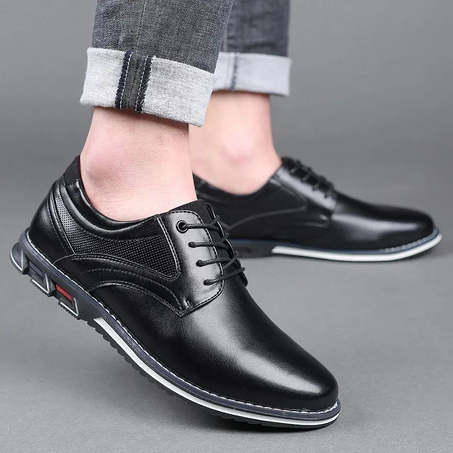 Retro Men Shoes Business Brand Leather Shoes Fashion Casual for Men Black Brown Breathable Loafers Comfort Men'shoe