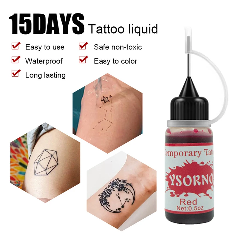 Tattoo Ink 10Ml Semi-Permanent Tattoo Ink Paste for Temporary Natural Body Paint Sticker