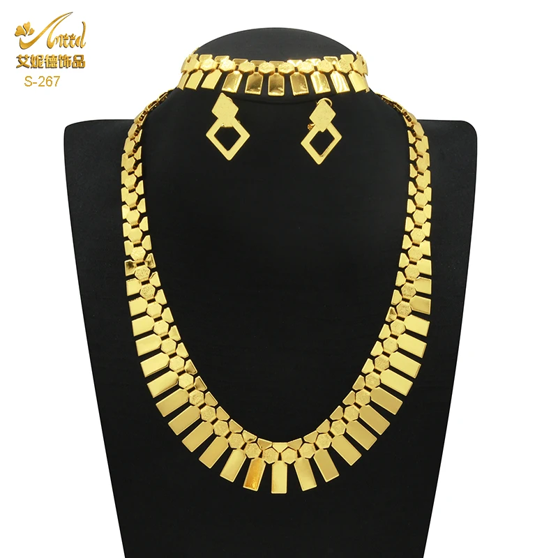 ANIID Jewelry Set for Women Chunky Necklace Earrings Dubai Gold Color  Bracelet African Fashion 4Pcs Jewelry for Party Wedding - AliExpress