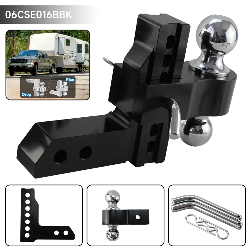 

2'' Receiver 6'' Drop Adjustable Trailer Towing Hitch Dual Ball Mount 12500lbs