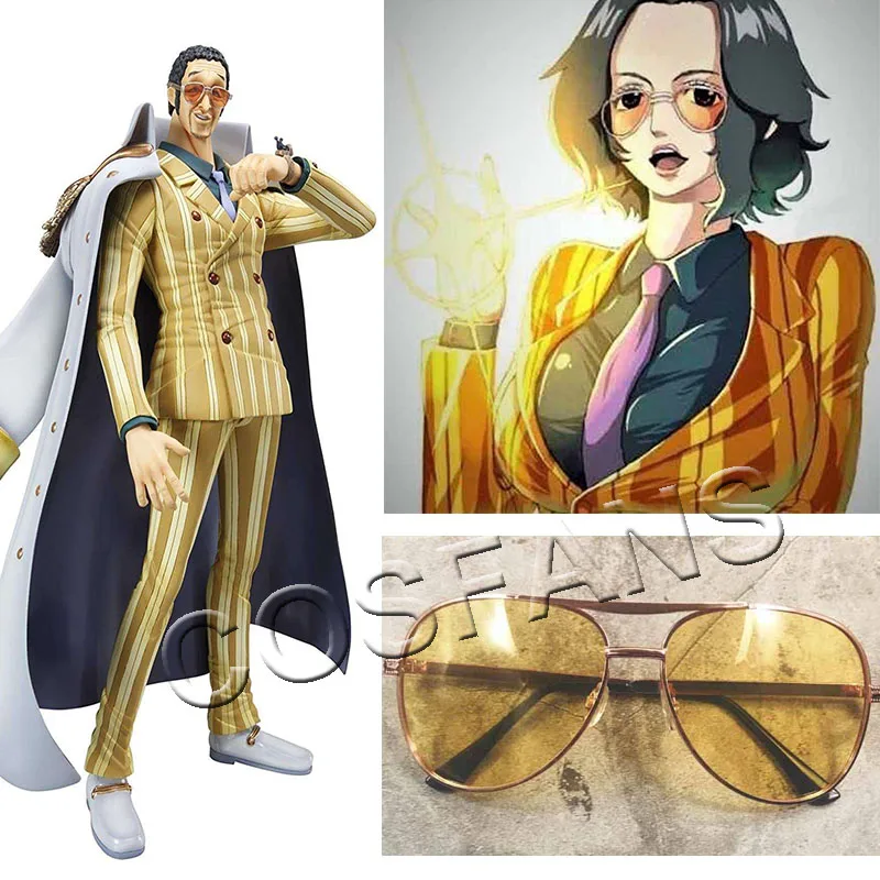 Navy Admiral Borsalino Cosplay Occhiali Kprusoian Kizaru Yellow Monkey Occhiali Da Sole Anime Eye Glass Halloween Costume Accessorio
