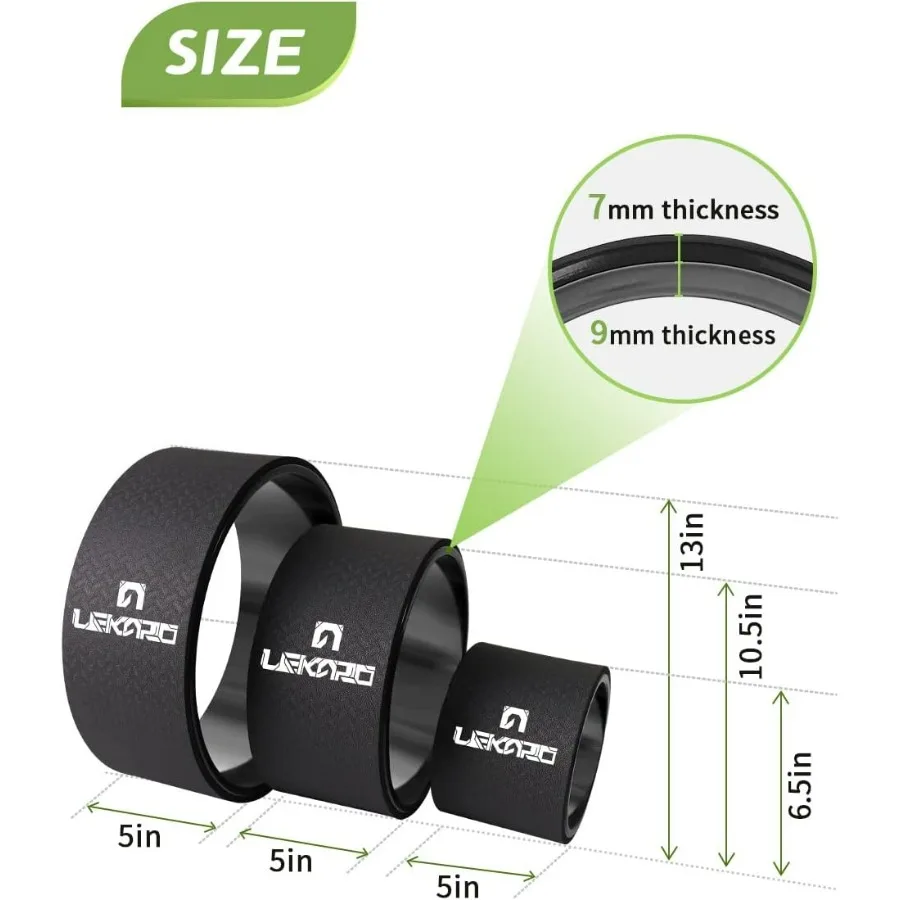 Yoga Wheel Set for Back Pain, 3 Pack Stretching Back Roller Wheel with Yoga Strap & Resistance Band, Great for Improving Flexibi