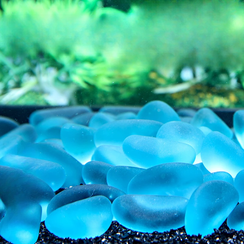Crystal Stone Glass Pearl Sand Blue Light Stone Fish Tank Aquascaping Decoration Fluorescent Bottom 50 Sand Stones