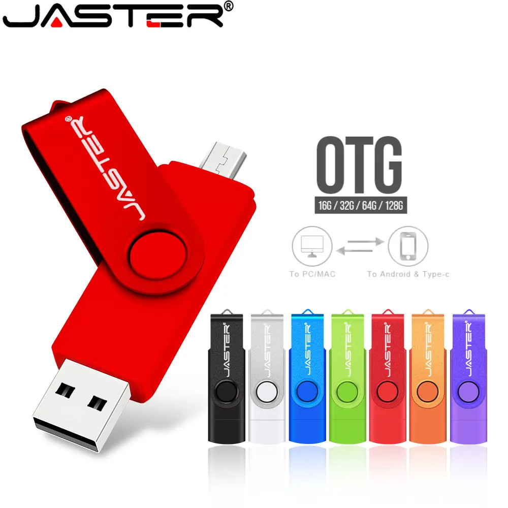 

JASTER High Speed 2 IN 1 USB 2.0 Pen Drive 128GB USB Flash Drives 64GB 32GB 16GB Black Creative Gift 8GB 4GB