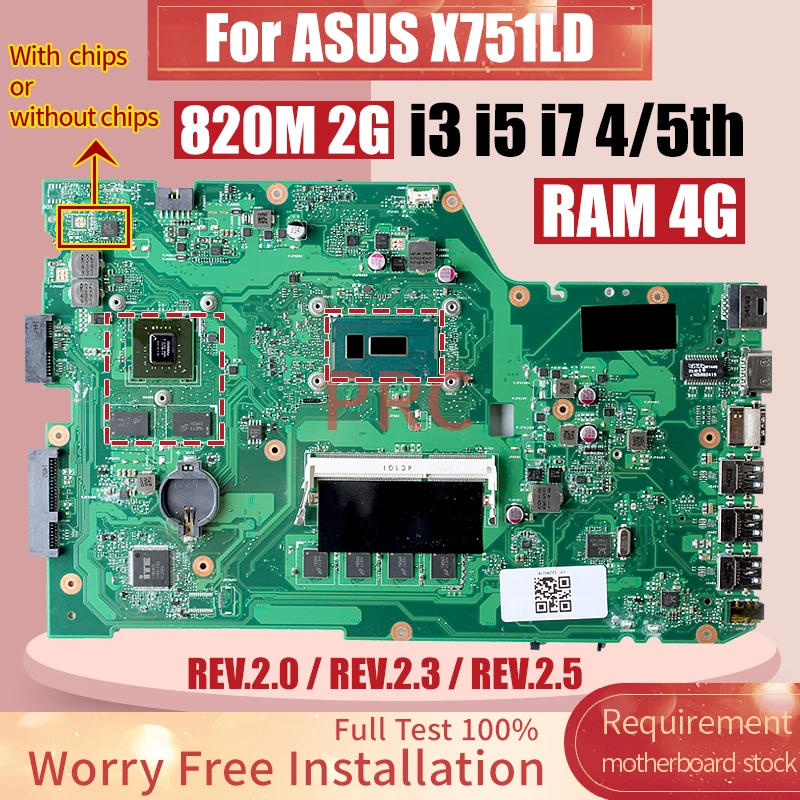 For ASUS X751LD Laptop Motherboard I3
