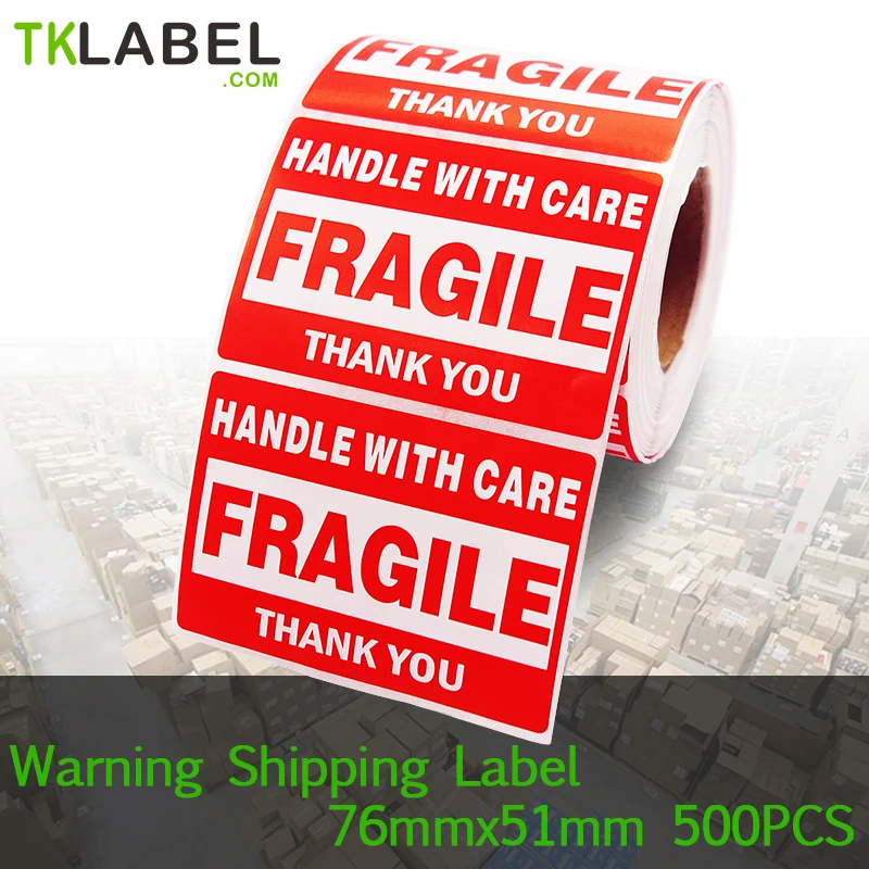 

2 Rolls X Self-Adhesive Pre-printed Warning Shipping Label Fragile Stickers for Business 3x5 3x2 Inch Carton Warning Pasters