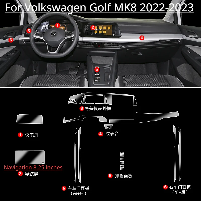 For VOLKSWAGEN GOLF MK8 2022-2023 Car interior Accessories film transparent  TPU Center Console Anti-scratch resist film refit - AliExpress