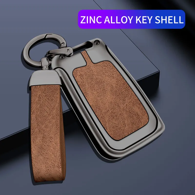 Alloy Leather Car Key Case Cover For VW Volkswagen Golf 7 MK7 Tiguan MK2 Seat Ateca Leon FR 2 Ibiza Skoda Octavia Kodiaq