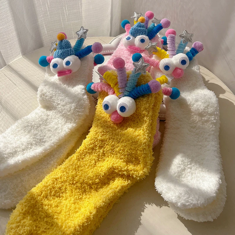 

Kawaii Cartoon Fluffy Socks For Women Man Cute Pattern Female Fleece Fuzzy Warm Funny Socks