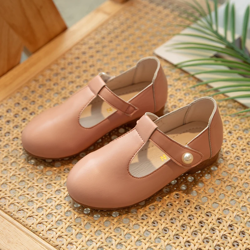 Kids Princess Shoes Solid Color Versatile Girls Leather Shoes T-strap 2024 New Children Flats Dance Shoes Fashion Temperament 4