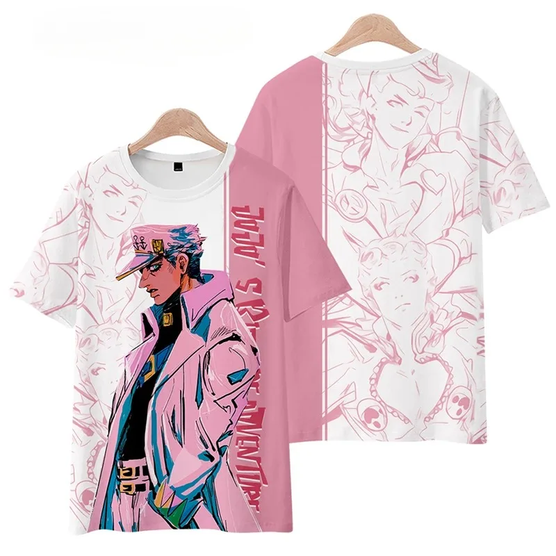 Men and Women Jojo's Bizarre Adventure 3D Print O-Neck T-shirt, Funny Graphic T, Kujo Jotaro Cosplay, Short Sleeve, Summer 2024