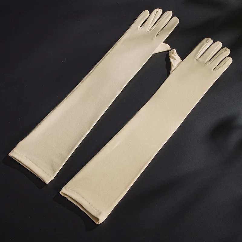 Women Long Spandex Multicolor Solid Retro Cosplay Stage Performance High Stretch Breathable Gloves Drive Cycling cosplay gloves costume gloves