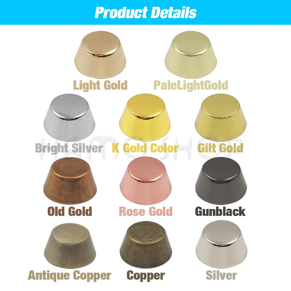 4pcs 8-16mm Metal Bucket Shape Screw Back Rivets Studs Nail Stud