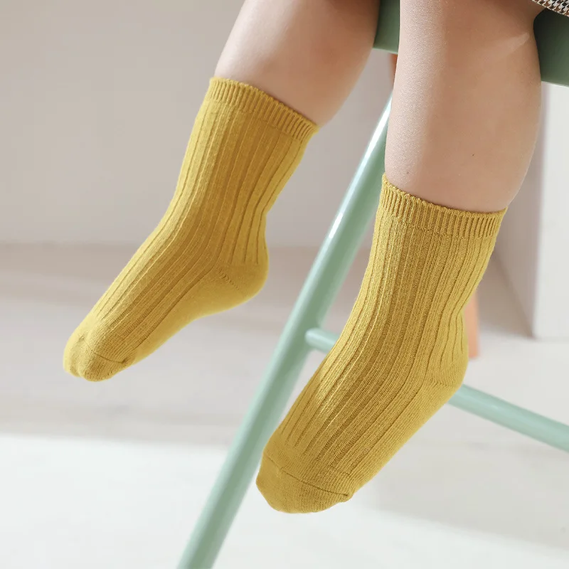 5Pairs/lot Baby Socks for Kids Girls Boy Cotton Stripe Solid Spring Autumn Toddler Knitted Socks Newborn Children Clothes