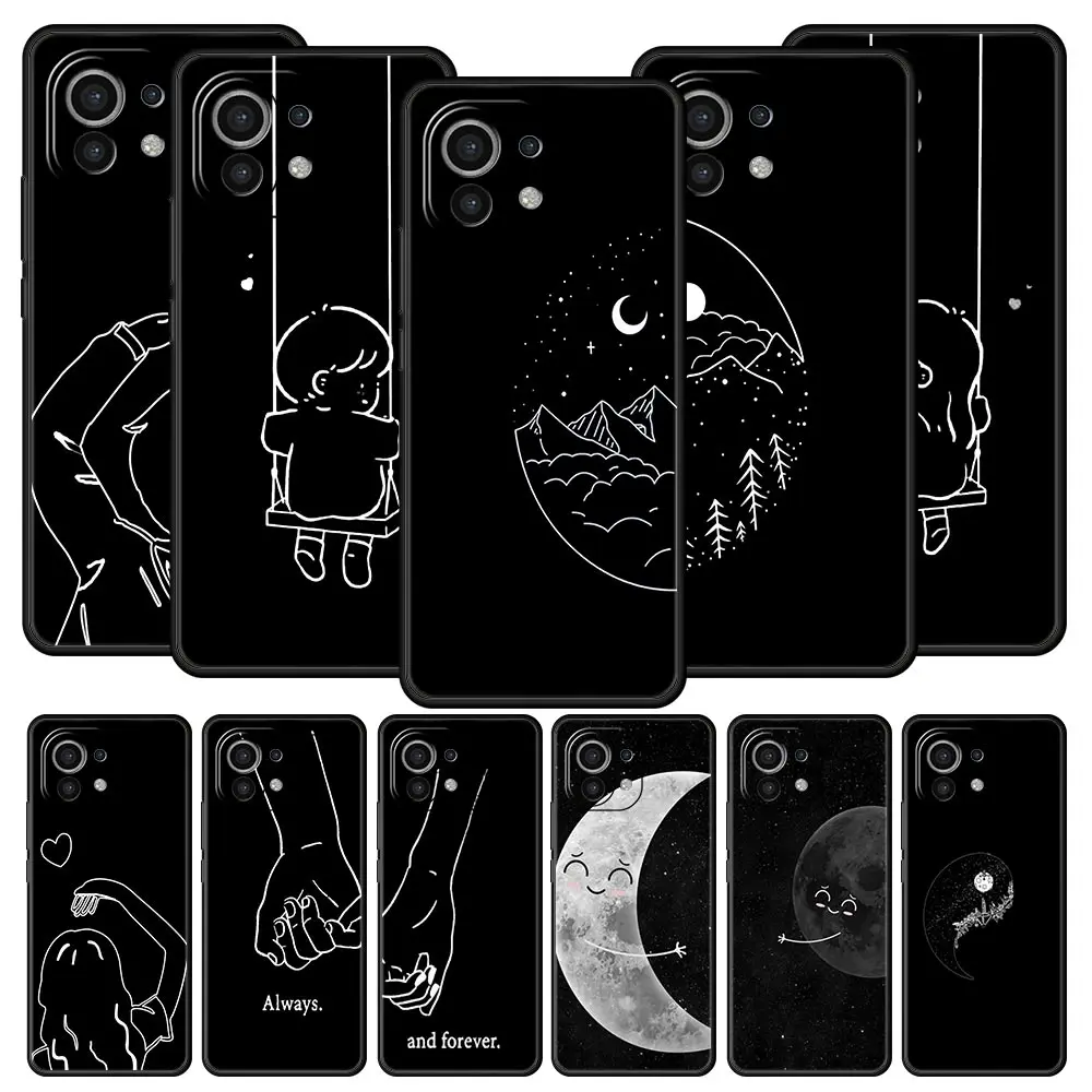 Cartoon Sun and Moon Aesthetic Soft TPU Phone Case Cover
