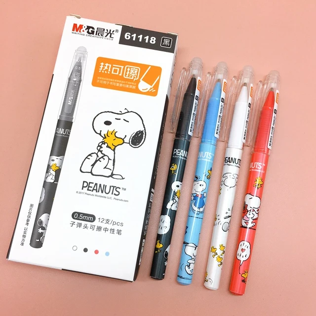 Snoopy Woodstock Peanuts Charlie Brown Cute Kawaii 0.5mm Erasable Black Gel  Ink Pens 