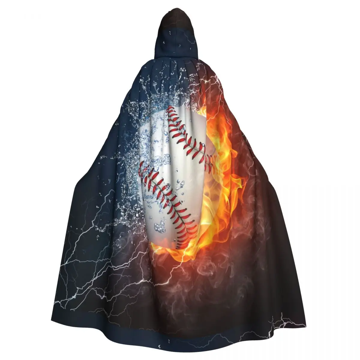 

Женская накидка с капюшоном, бейсбольный шар в огне и воде, средневековый костюм ведьмы, Викка, вампир, карнавал, яркость