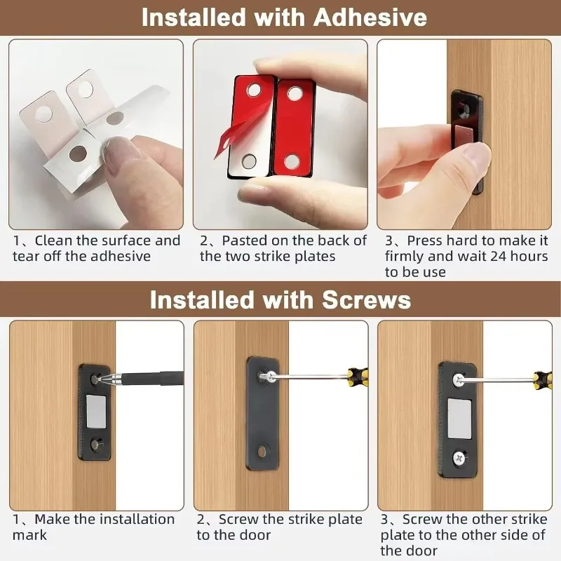 Strong Magnetic Cabinet Catches Ultra Thin Door Stops Magnets Invisible Adhesive Drawer Magnet Catch Cupboard Closet Closer Lock