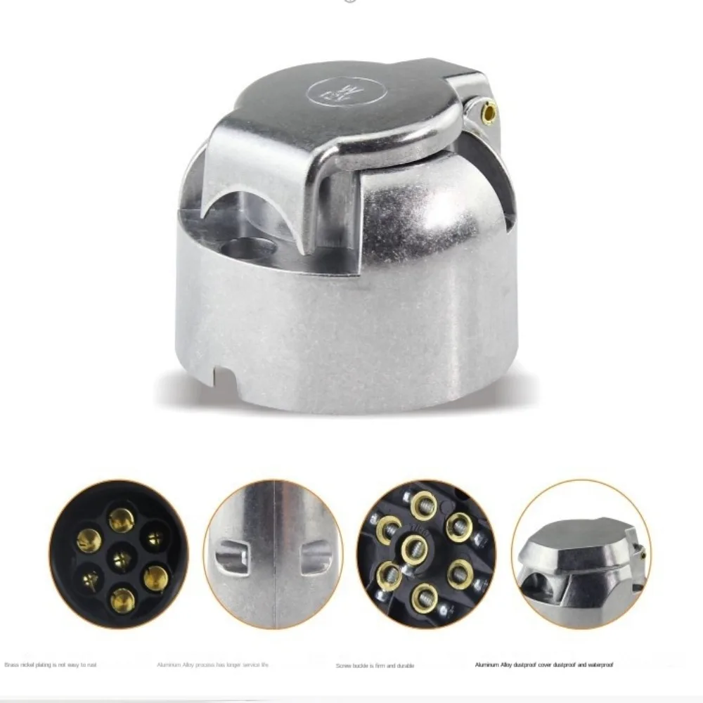 7-Pin Connector Trailer Socket Heavy-Duty Round Wiring Socket 12V Towbar Towing Caravan Truck Socket Car Accessories