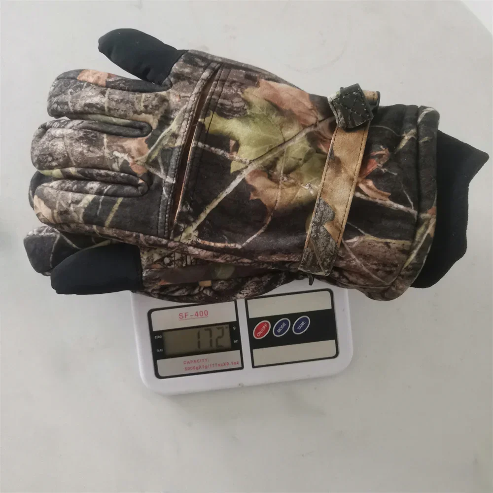 Thicken Winter Bionic Camouflage Full Finger Gloves Outdoor Windproof Warm Wear-resistant Fleece Ski Hunting Gloves