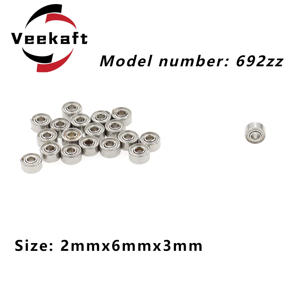 

Veekaft High Precision Miniature Bearing Small Miniature Bearing 10pcs 692zz 2mm x 6mm x 3mm.