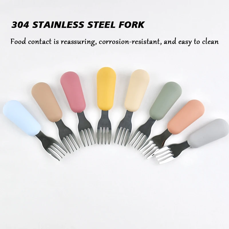 4Pcs/Set Baby Safe Silicone Dining Plate Cartoon Crab Bowl And Stainless steel Fork Spoon Children Fall Prevention Tableware Set 4