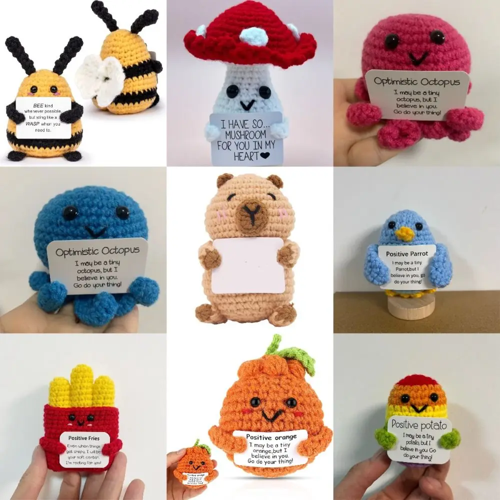 귀여운 카피바라 긍정적인 에너지 인형, 감성 문어 감자 포옹, 손으로 짠 재미있는 봉제 장난감, 크리스마스 선물 