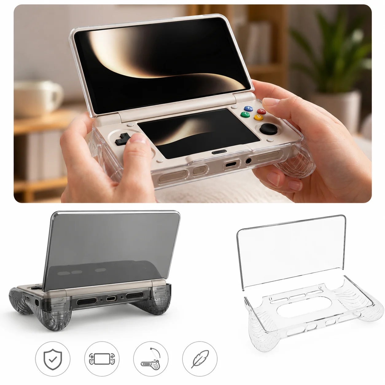 Custodia Protettiva Morbida in TPU Trasparente AYN Thor per Console Portatile, Sottile e Antiscivolo con Tagli Precisi per il Gaming Quotidiano