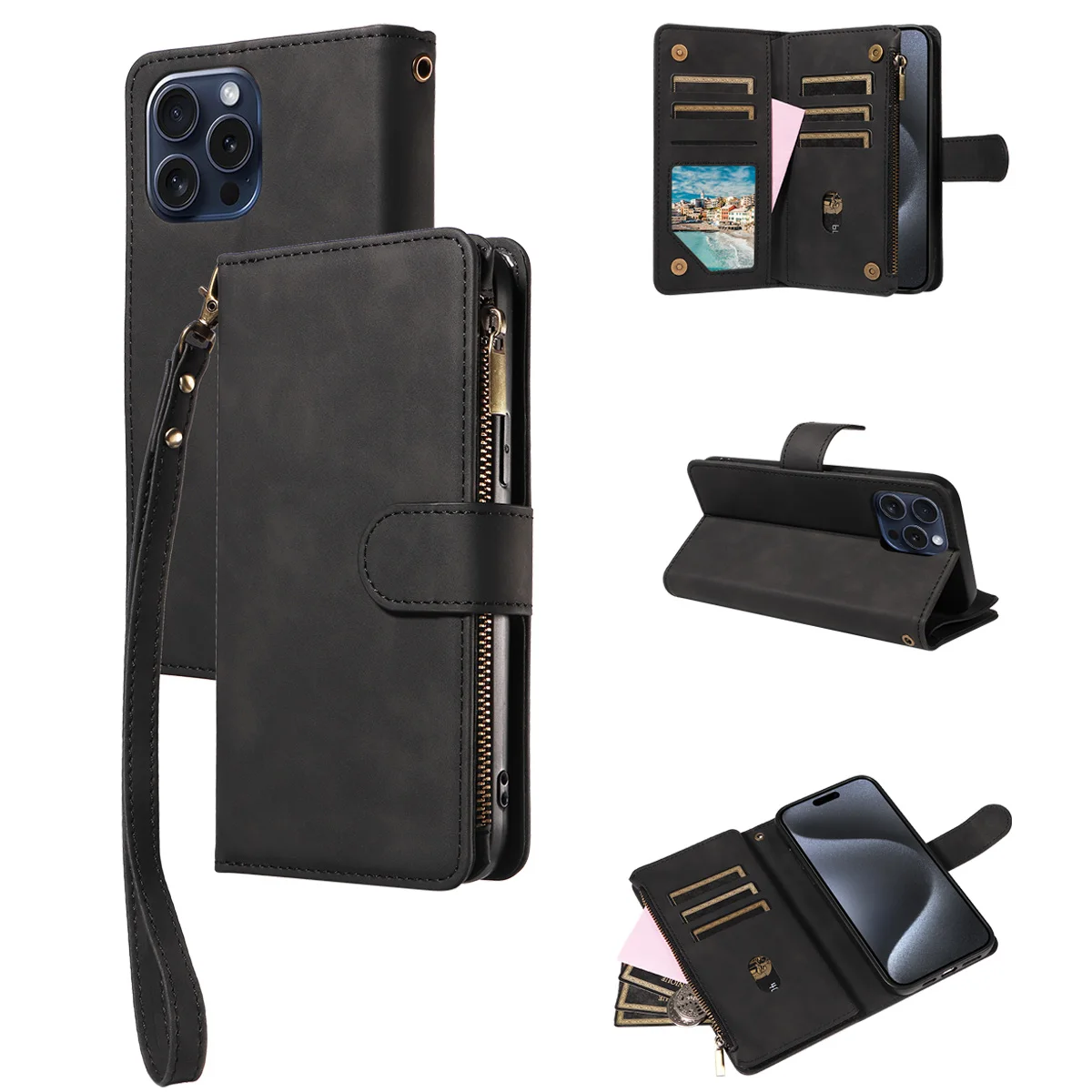 Samsung Galaxy Phone Case - Artificial Leather Clamshell Wallet for S24 S23 S22 S21