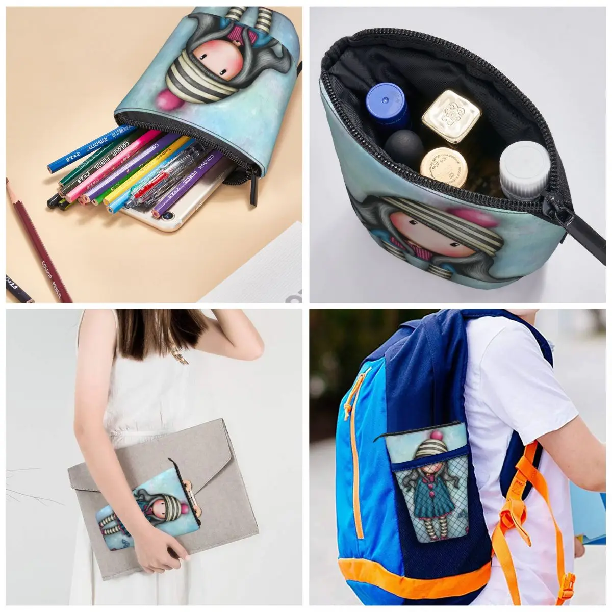 Gorjuss Gymnastics Design Pen Box Student School Zipper Pen Bag Child Stationery Bag Pencase Vertical Retractable Pencil Case 5