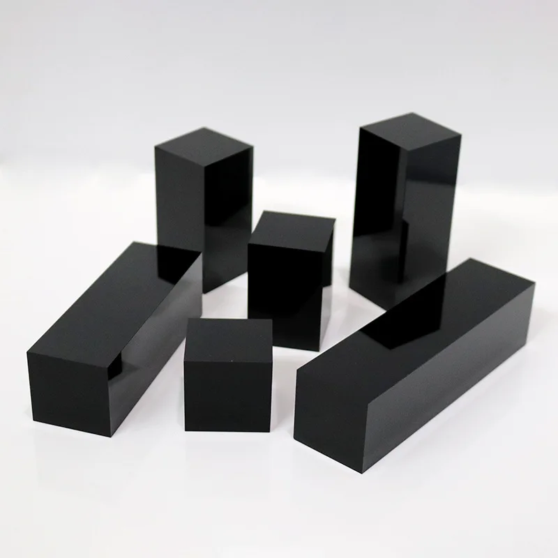 アクリル四角いディスプレイブロック黒の磨かれたキューブジュエリー