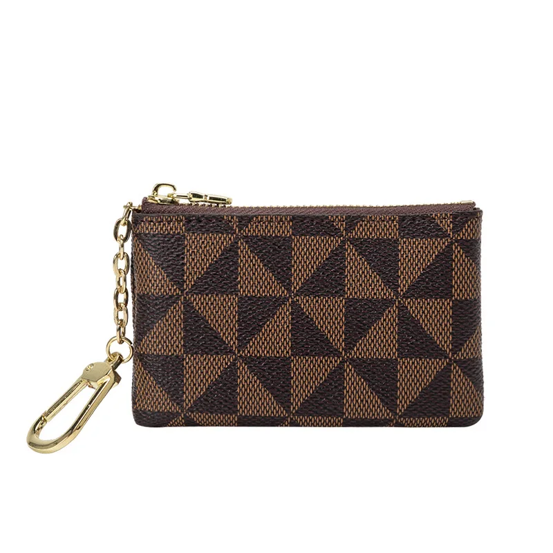 Coin Purse Women Mini Coin Key Storage Bag Chain Luxury Designer Plaid Leather Small Zipper Wallet Ladies Keychain
