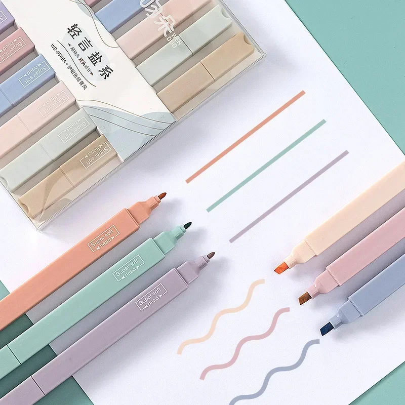 Highlighters Pen 6 Pcs/set Pastel Fluorescent Pen Kawaii Graffiti Marker Colorful Stationery Art School & Office Supplies