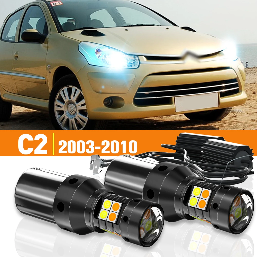 

2x LED Dual Mode Turn Signal+Daytime Running Light DRL For Citroen C2 2003-2010 2004 2005 2006 2007 2008 2009 Accessories Canbus