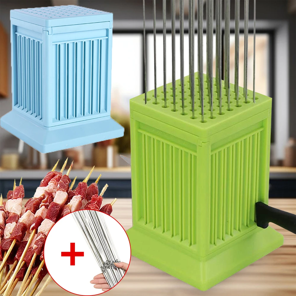 49 Holes BBQ Meat Skewer Tool Box Kebab Maker Barbecue Fast Maker Meat Cutter Roast Kitchen Accessories Kebab Tool