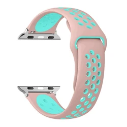 Breathable Silicone Sports Strap - 38MM 40MM 41MM (Pink teal color)
