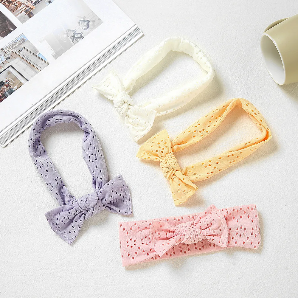 

Newborn Cutout Lace Cute Bow Elastic Headband Baby Girls Hairbow Turban Hole Hollow Bowknot Headwrap Autumn Bunny Knot Hairband