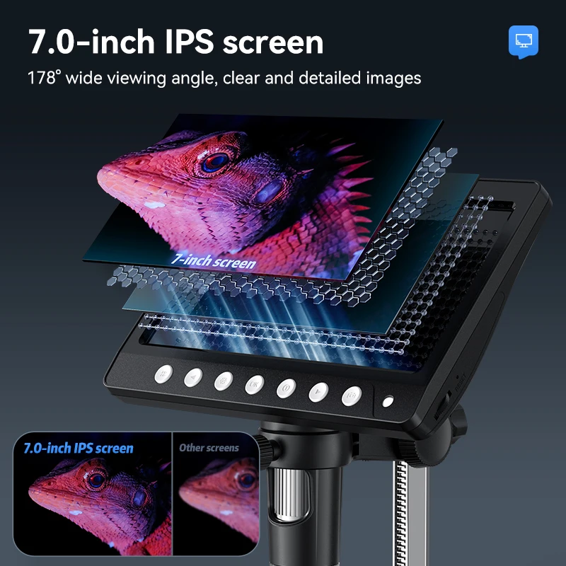 7Inch IPS Digital Coin Microscope 5MP 1200X Ultra-Precise Focusing Camera 1080P Video Microscope 8 LED Lights for Coin Circuit 2