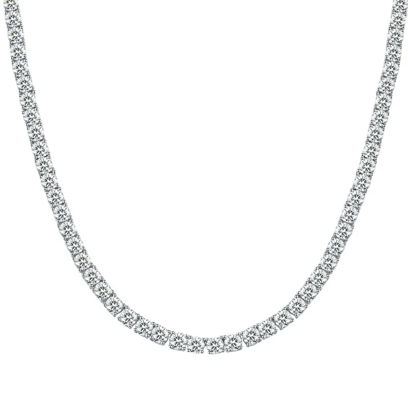 

925 Silver Rainbow Necklace for Women Fashion Europe and America Round Colorful Diamond Single Row Necklace 40-45cm