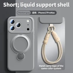 Lanyard Magnetic Phone Case with Magsafe Wireless Charging Silicone Cover - iPhone 16 Pro (Gray)