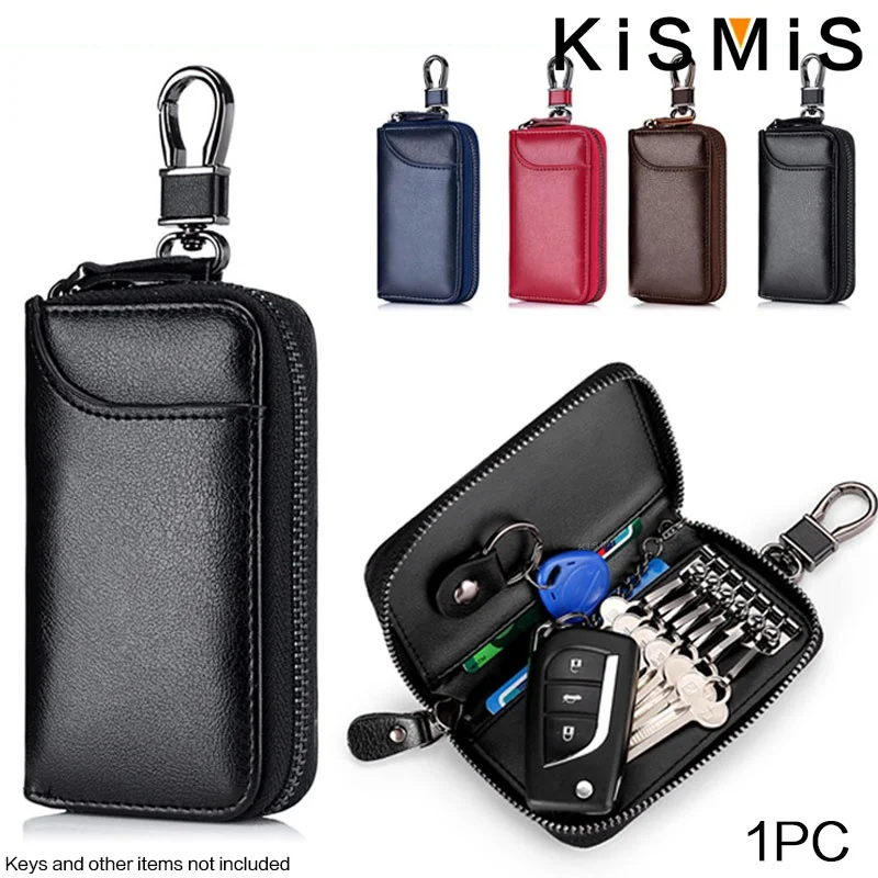 Key Organizer Key Case Key Purse Key Holder Genuine Leather KeyChain Unisex Key Bag Multifunction Wallet Smart Housekeeper Car Small Keys Pouch