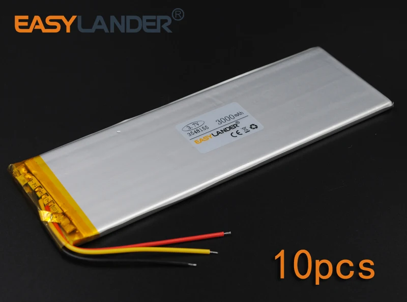 

10pcs/Lot 3.7V 3000mAh 3548155 Rechargeable li Polymer Li-ion Battery Fr Bluetooth Notebook E-Book Power Bank Portable Consumer