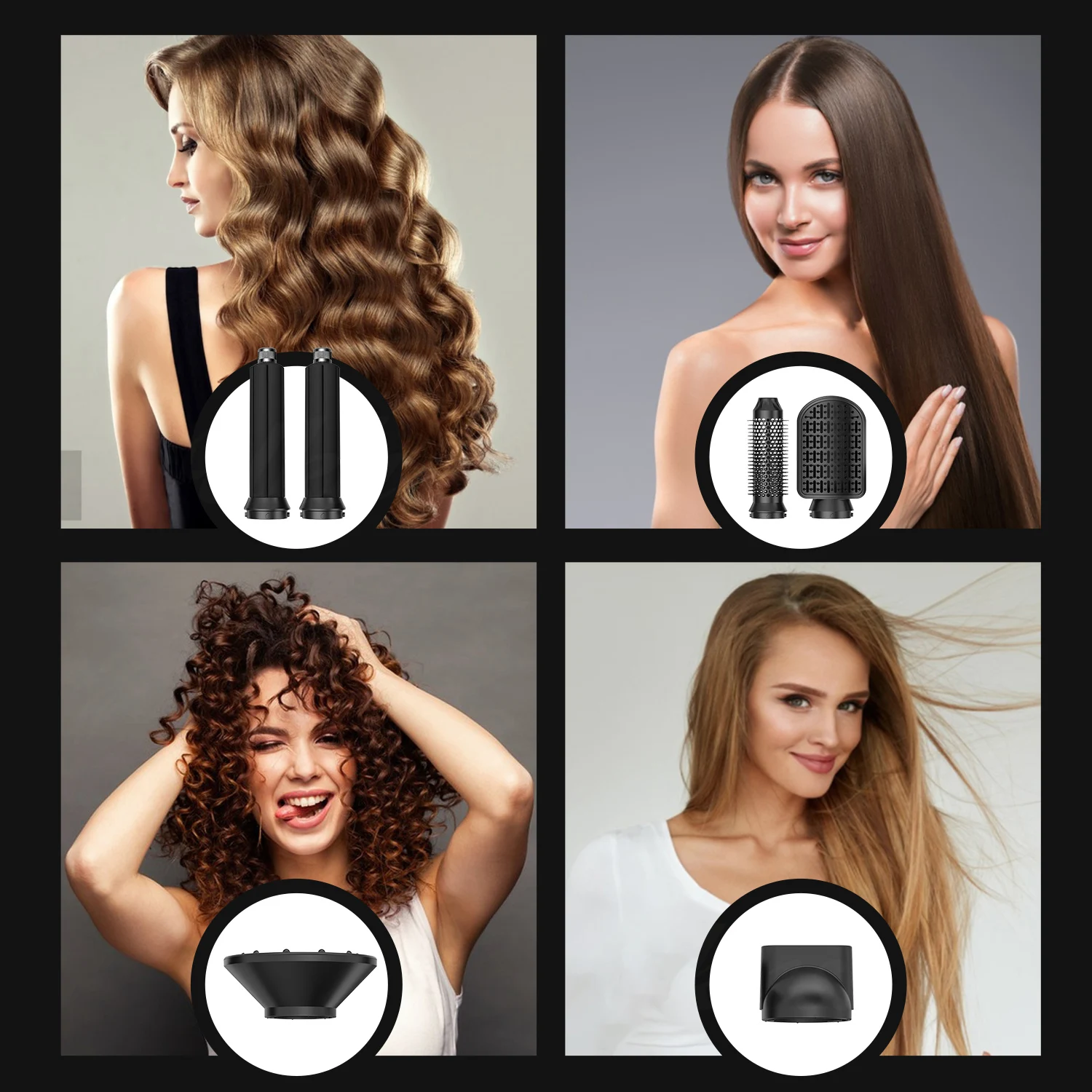 Hair Dryer 7 In 1 Brushless High Speed With Diffuser Ionic Styling Comb Hair Curler