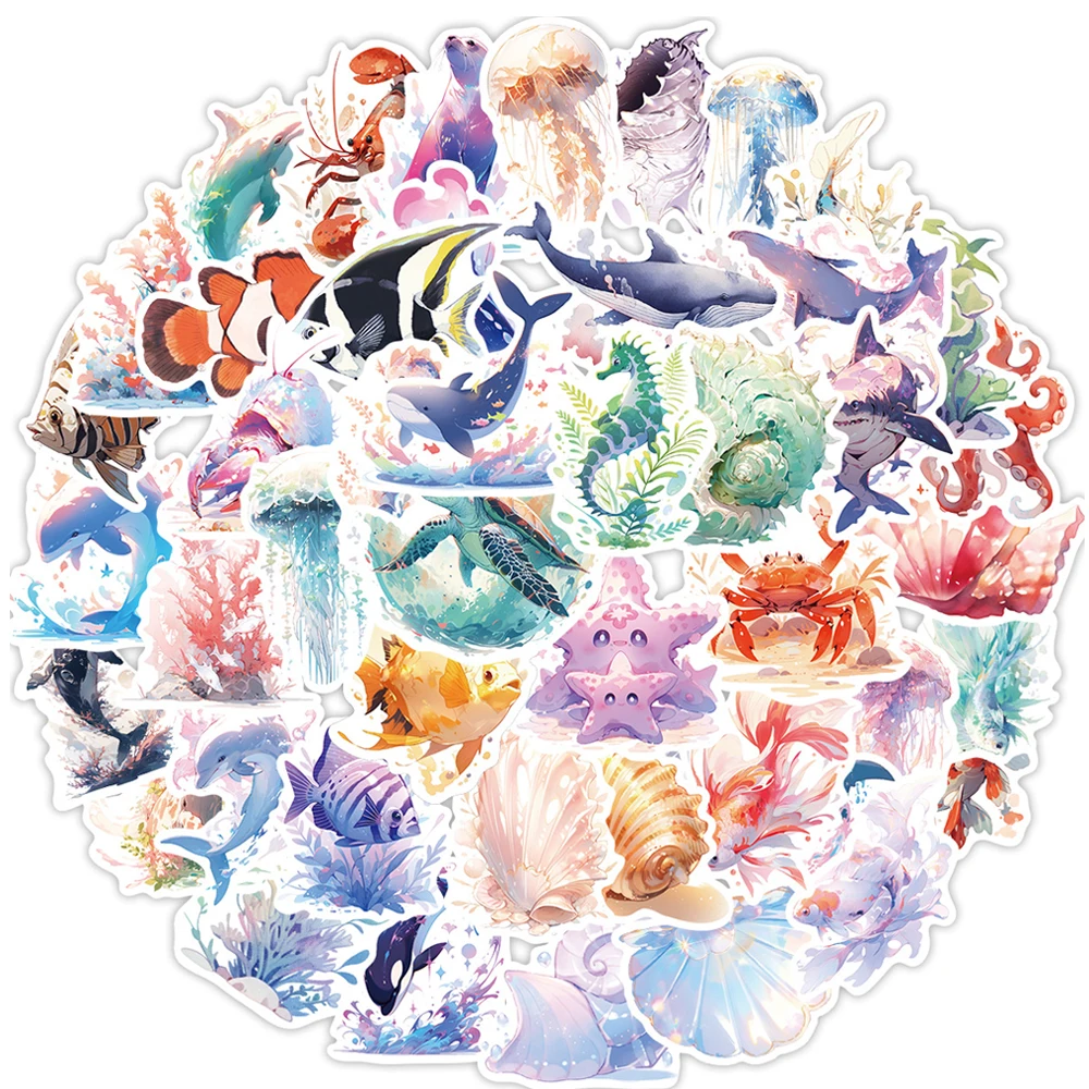 

10/30/50pcs Cute Marine Animals Interesting Sticker DIY Bike Travel Luggage Guitar Laptop Graffiti Sticker Children's Gifts