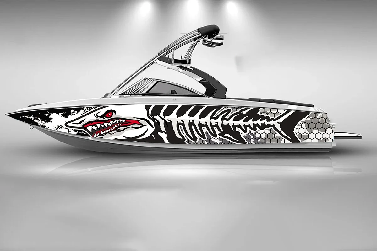 

fishbone fish Boats sticker fashion custom fish boat sticker vinyl waterproof boat wrap Graphic boat wrap decal