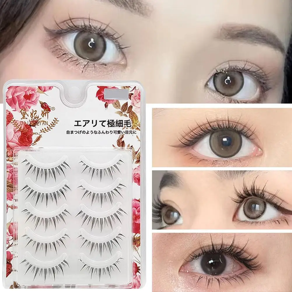 

Invisible band Lashes 5 Pairs 3D Faux Mink Lashes Natural short Transparent Terrier Lashes Clear Band Soft Eyelashes Extension